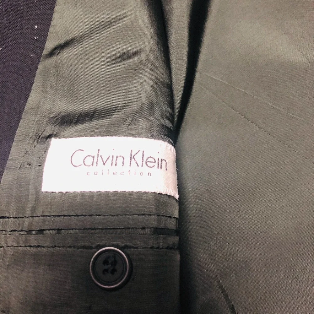 Calvin Klein Black Virgin Wool 3 Btn Single Vent Made in Italy Blazer Men Sz 44L